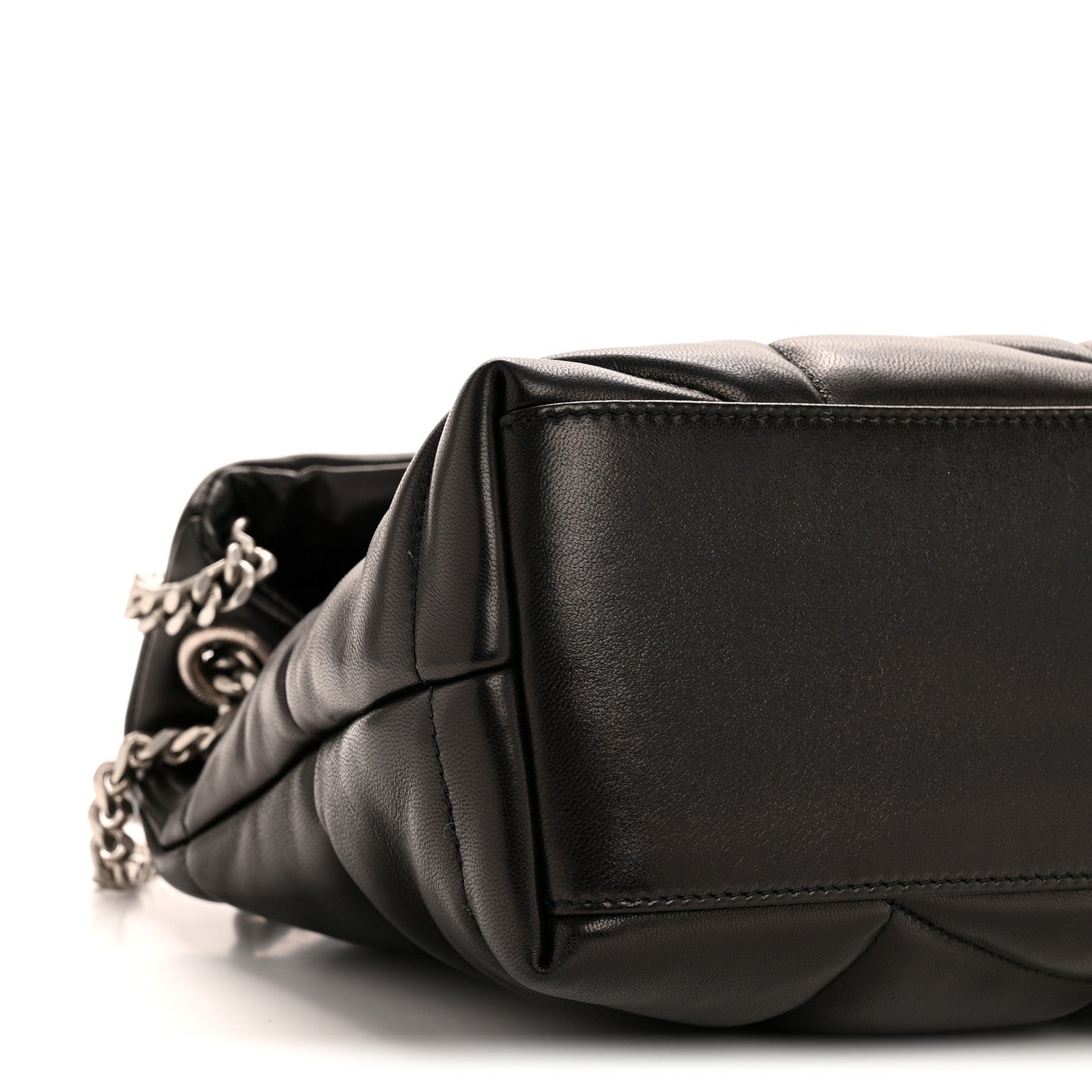 Saint Laurent Lambskin Quilted Small Loulou Puffer Monogram Chain Satchel Black 9 of 11