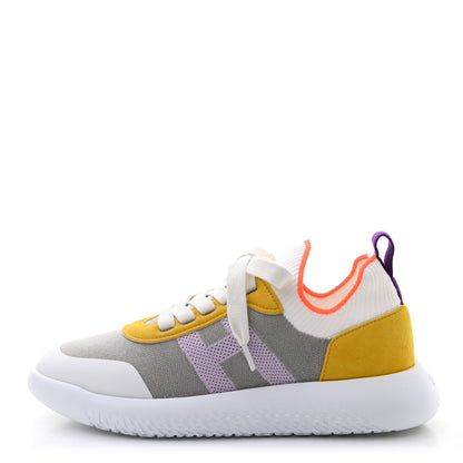 Hermes Knit Suede Goatskin Womens Crew Sneakers 35.5 Multicolor Gris 1 of 8