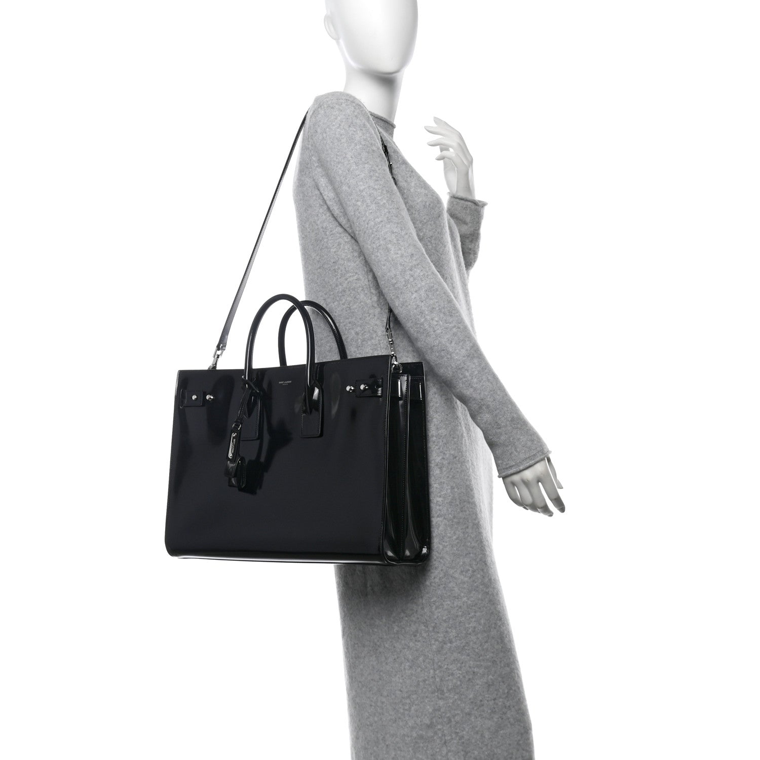 Saint Laurent Patent Calfskin Large Thin Sac De Jour Black 2 of 10