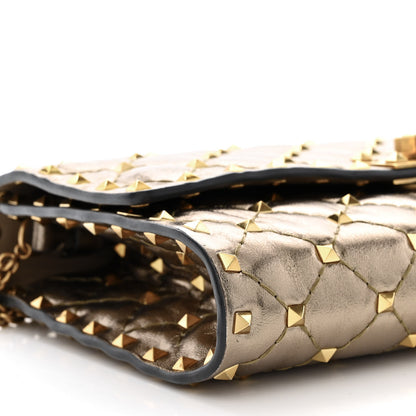 Valentino Garavani Metallic Nappa Rockstud Spike Wallet on Chain Sasso 8 of 10