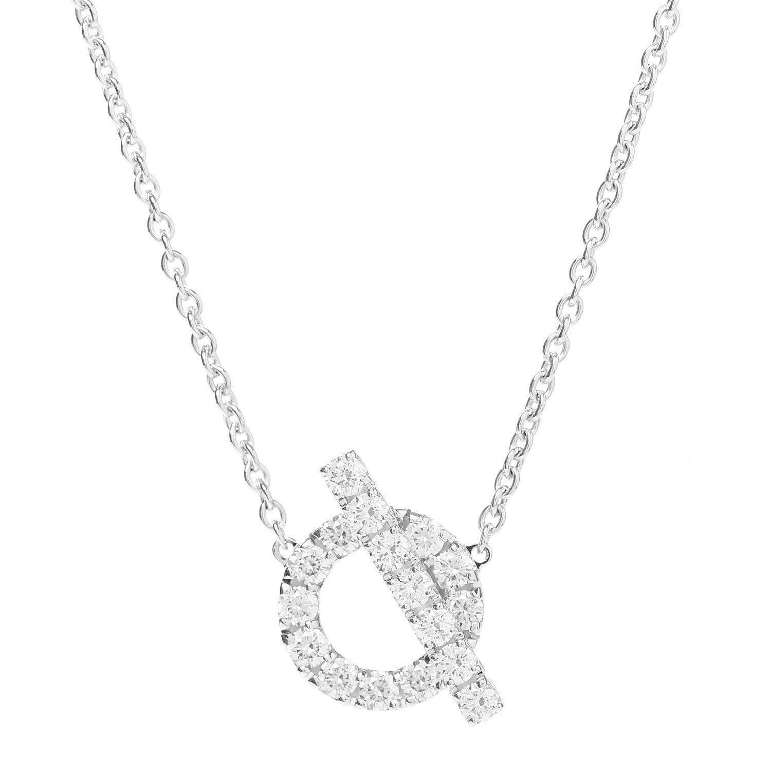 Hermes 18K White Gold Diamond Finesse Pendant Necklace 4 of 6