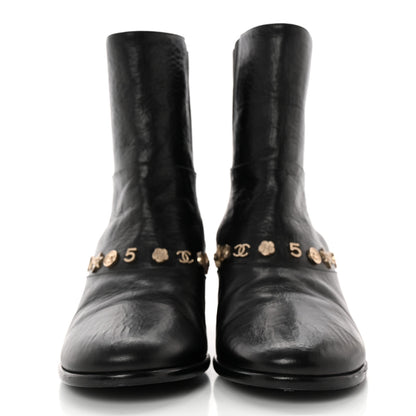 Chanel Tumbled Calfskin Short Boots 38.5 Black 2 of 12