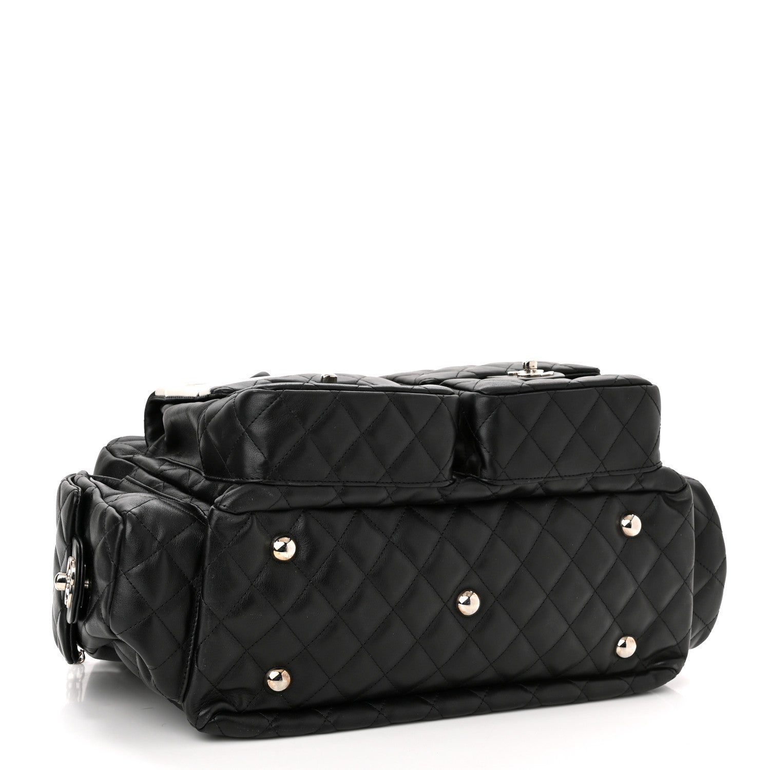 Chanel Calfskin Quilted Large Cambon Multipocket Reporter Black White 4 of 10