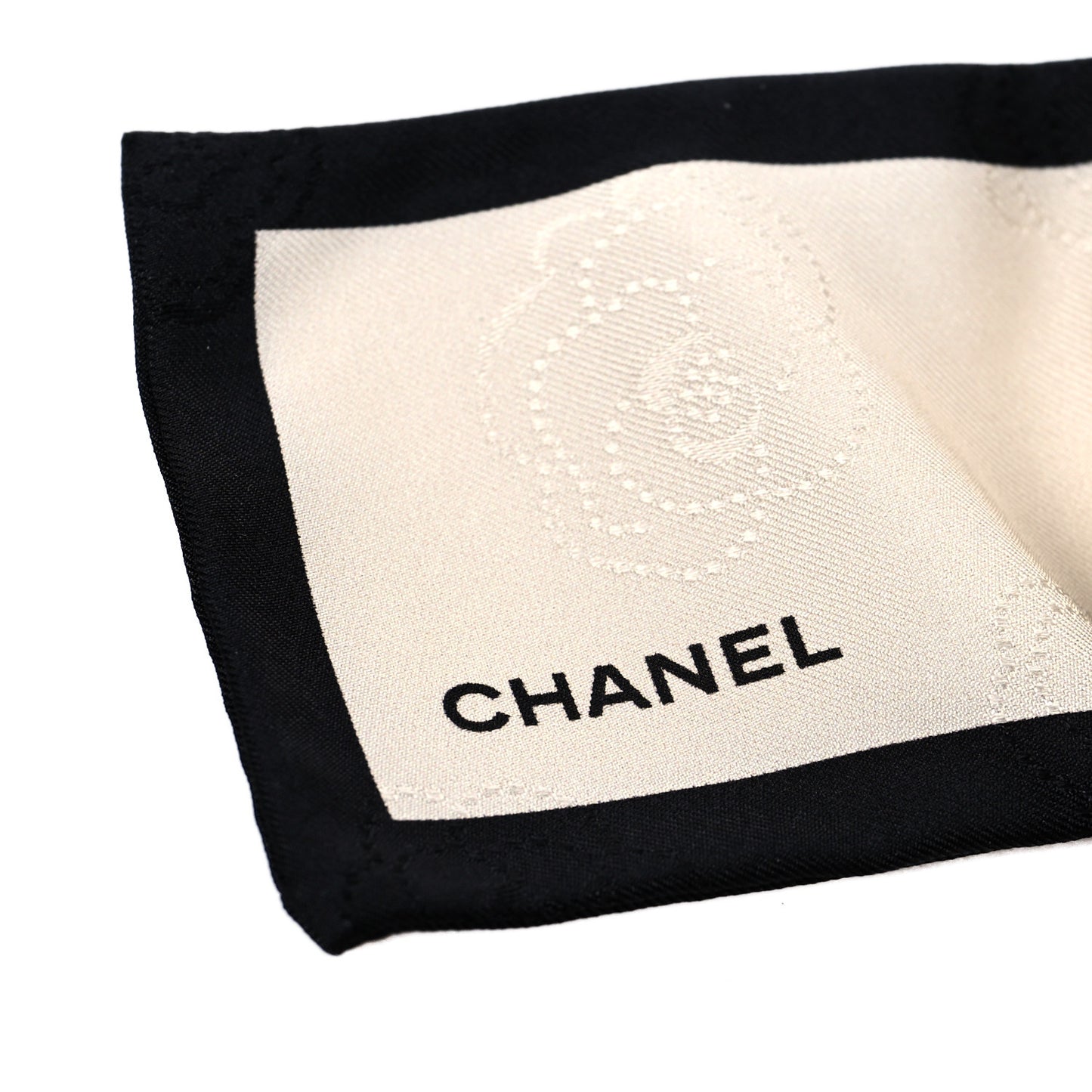 Silk Twill Hair Tie Ivory Black