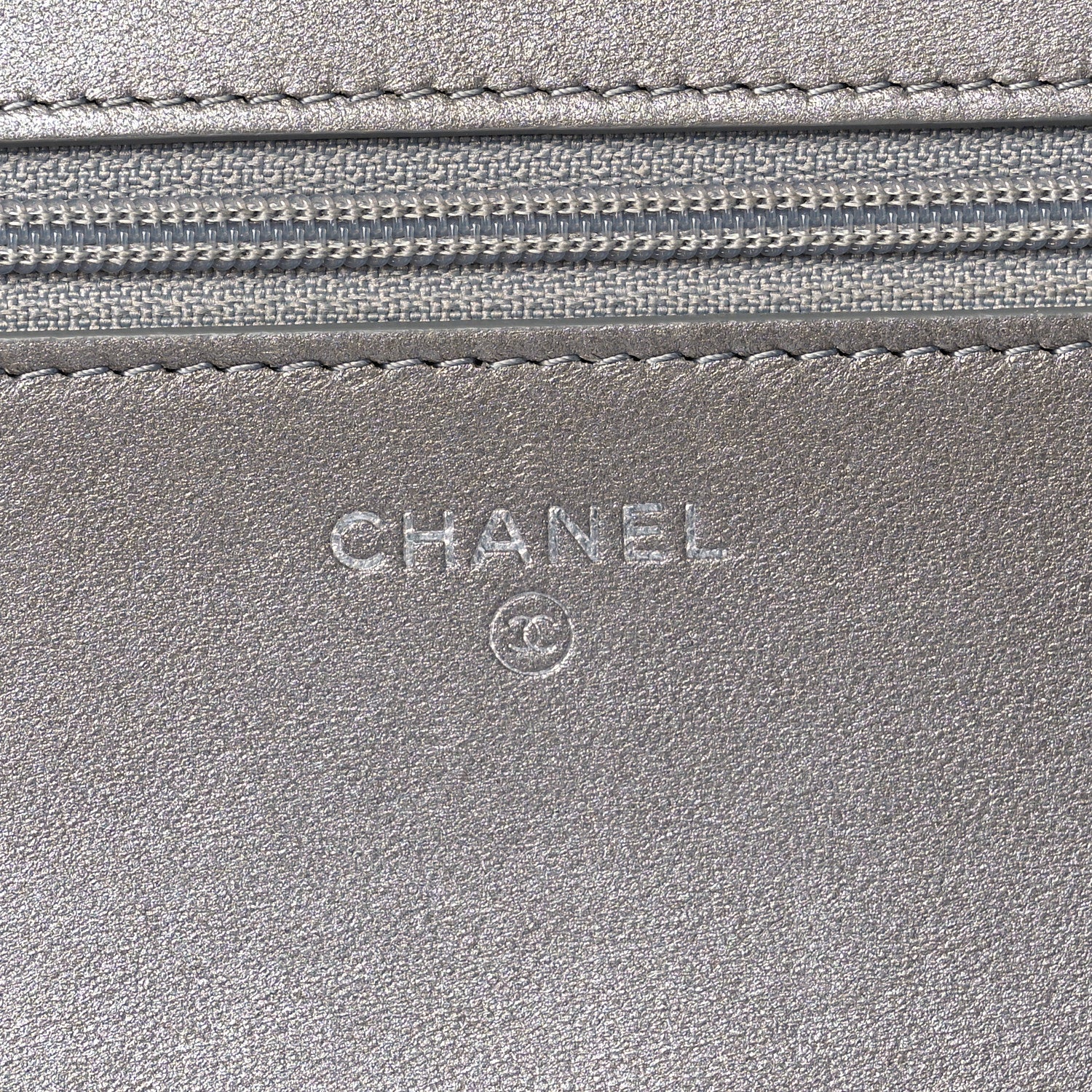 Chanel Metallic Lambskin Quilted Data Center Wallet On Chain WOC Silver 6 of 11