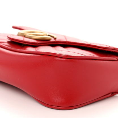 Gucci Calfskin Matelasse Super Mini GG Marmont Shoulder Bag Hibiscus Red 10 of 11