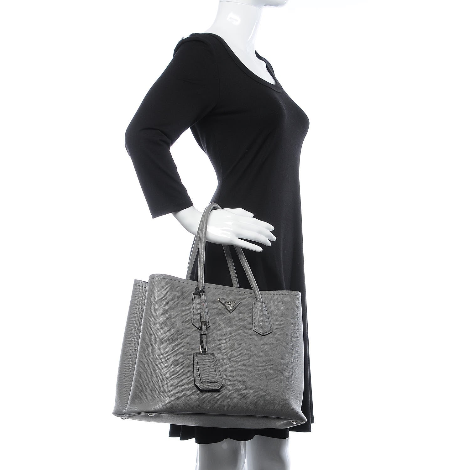 Prada Saffiano Cuir Large Double Bag Marmo 2 of 8