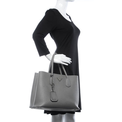 Prada Saffiano Cuir Large Double Bag Marmo 2 of 8