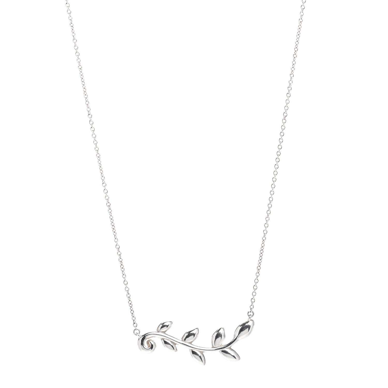 Tiffany Sterling Silver Paloma Picasso Olive Leaf Vine Pendant Necklace 1 of 4