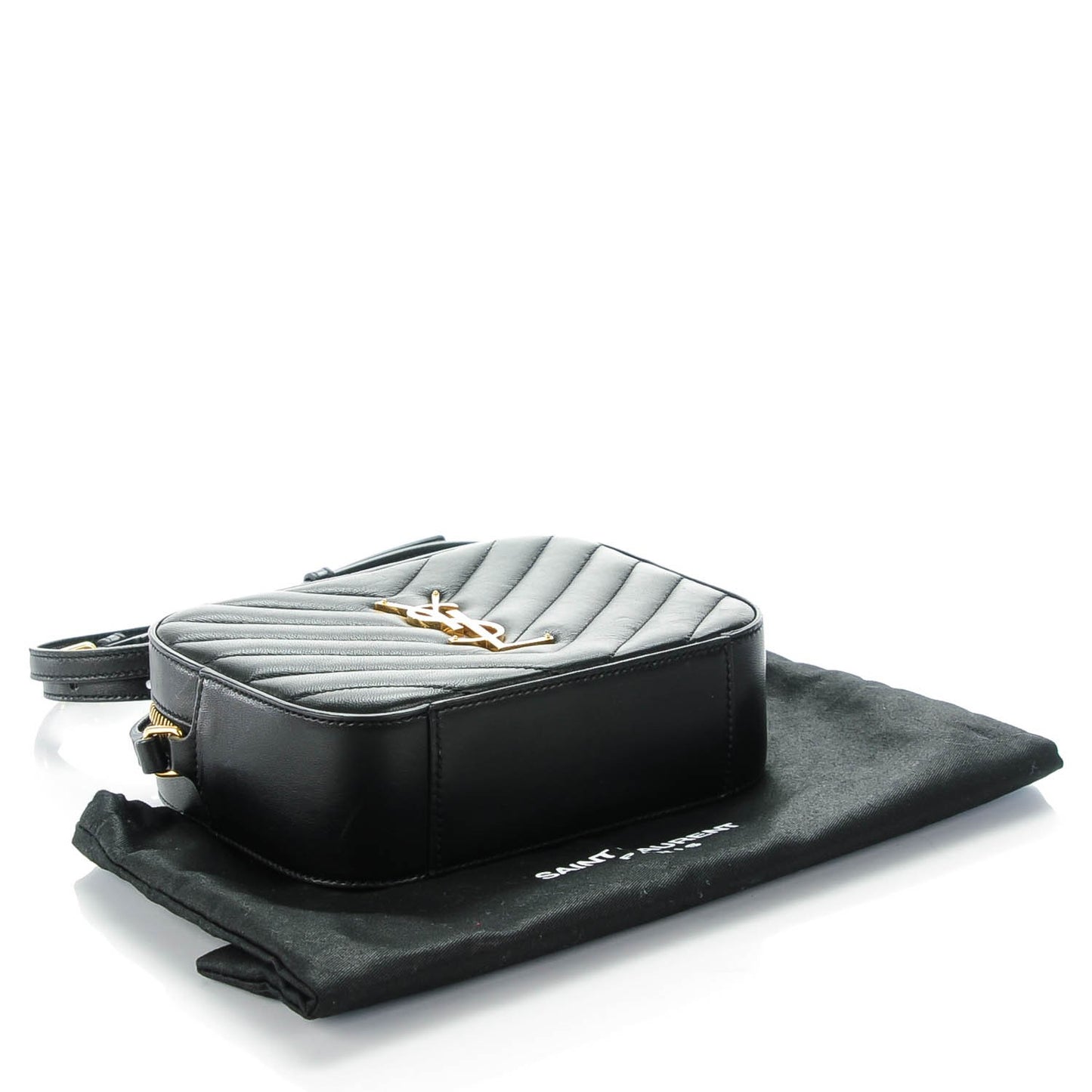 Lambskin Chevron Small Classic Monogram Camera Bag Nero Black