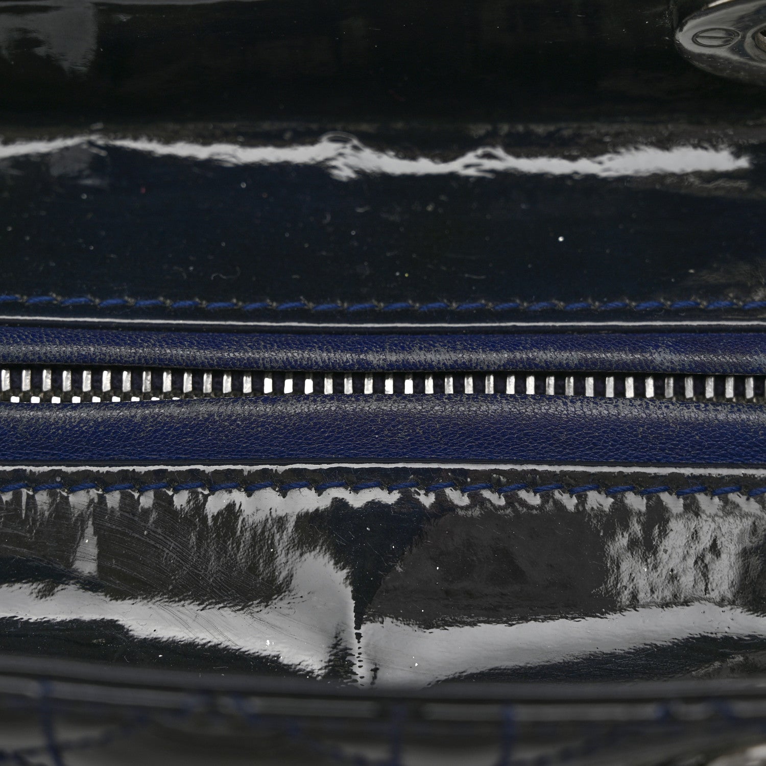 Christian Dior Patent Cannage Medium Lady Dior Navy Blue 10 of 11