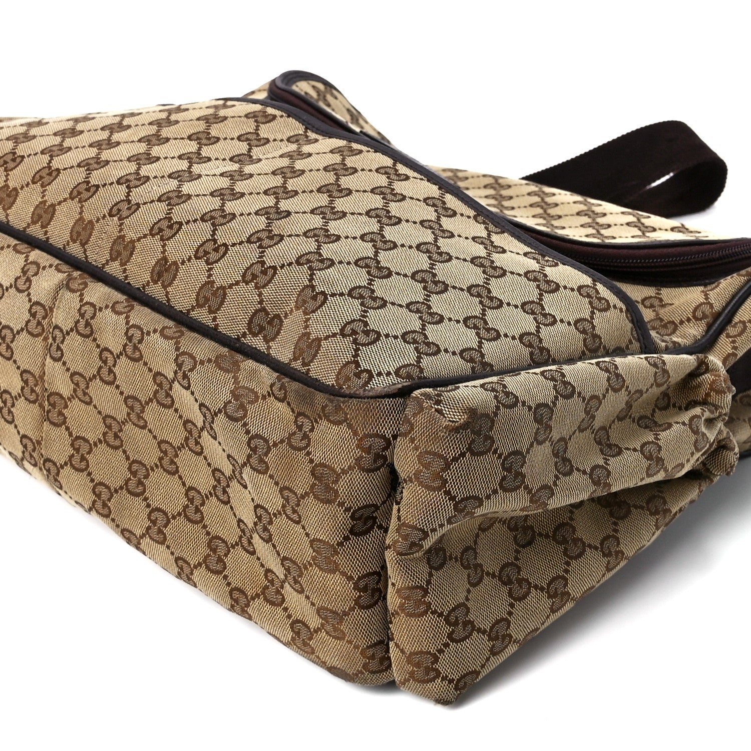 Gucci Monogram Natural Pigskin Large Diaper Bag Beige Ebony Cocoa Dark Chocolate 13 of 13