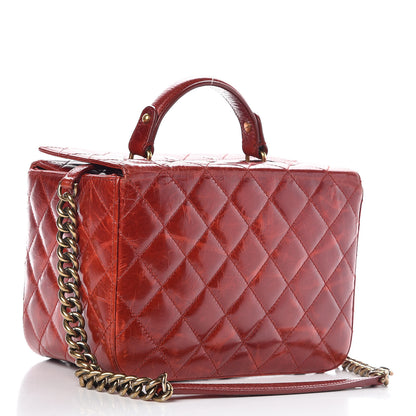 Chanel Glazed Calfskin Quilted Vanity Case Red 3 of 17
