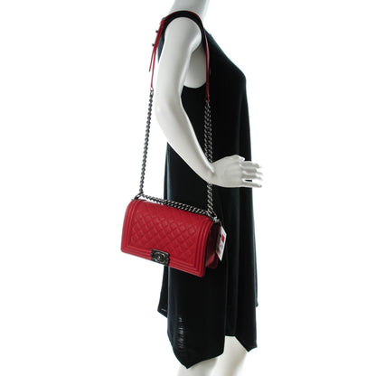 Chanel Caviar Quilted Medium Boy Flap Red 2 of 7