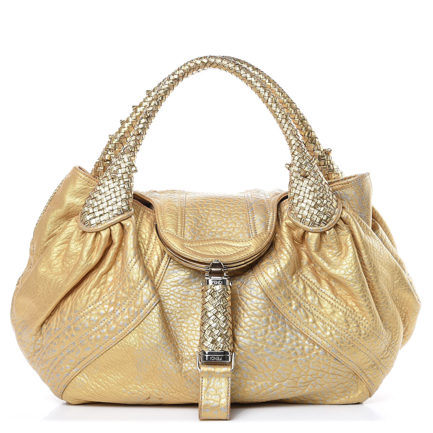 Fendi Nappa Nuvolata Bimetal Spy Oro Argento 1 of 13