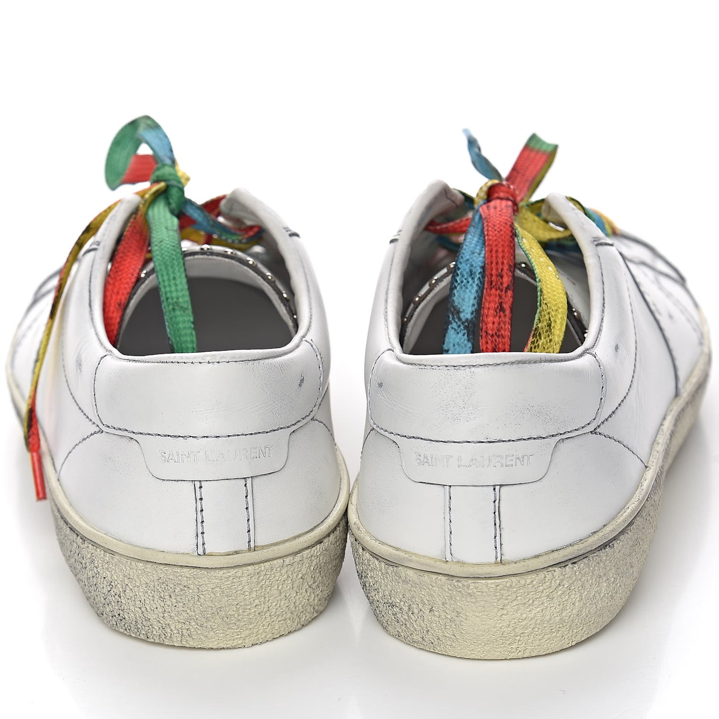 Calfskin Distressed Court Classic Surf Low Top Sneakers 39 White