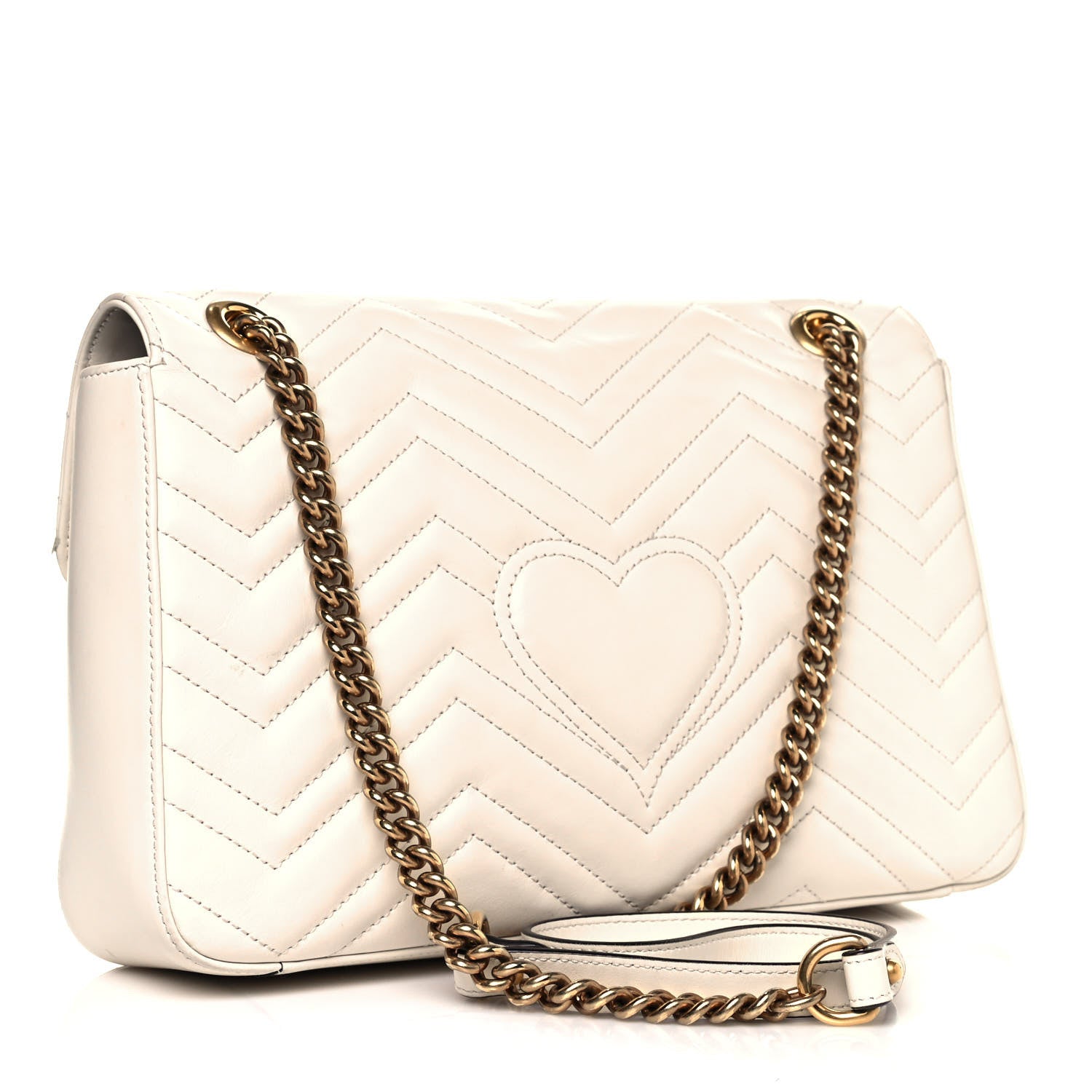 Gucci Calfskin Matelasse Animal Studs Medium GG Marmont Shoulder Bag Mystic White 3 of 20