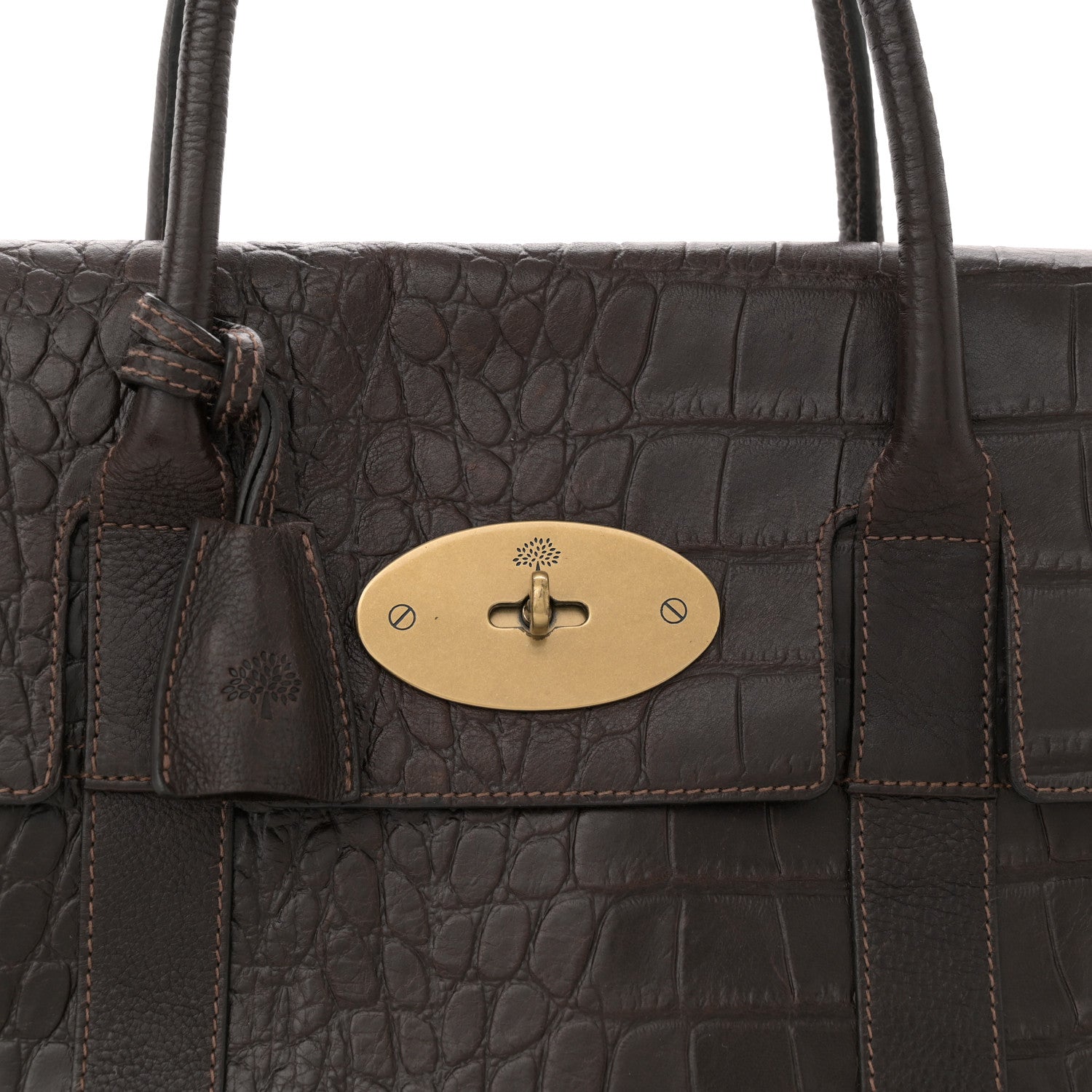 Mulberry Calfskin Crocodile Embossed Bayswater Brown 7 of 12