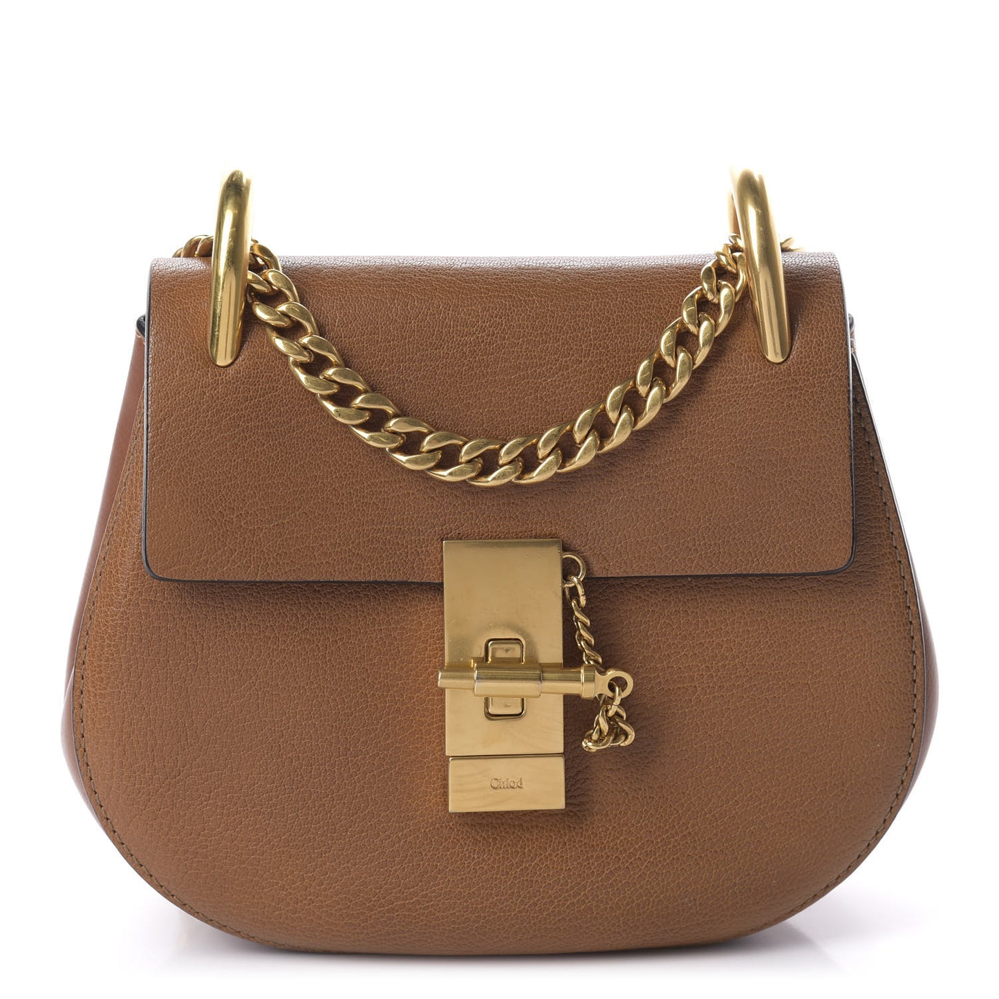 Grained Lambskin Mini Drew Shoulder Bag Caramel