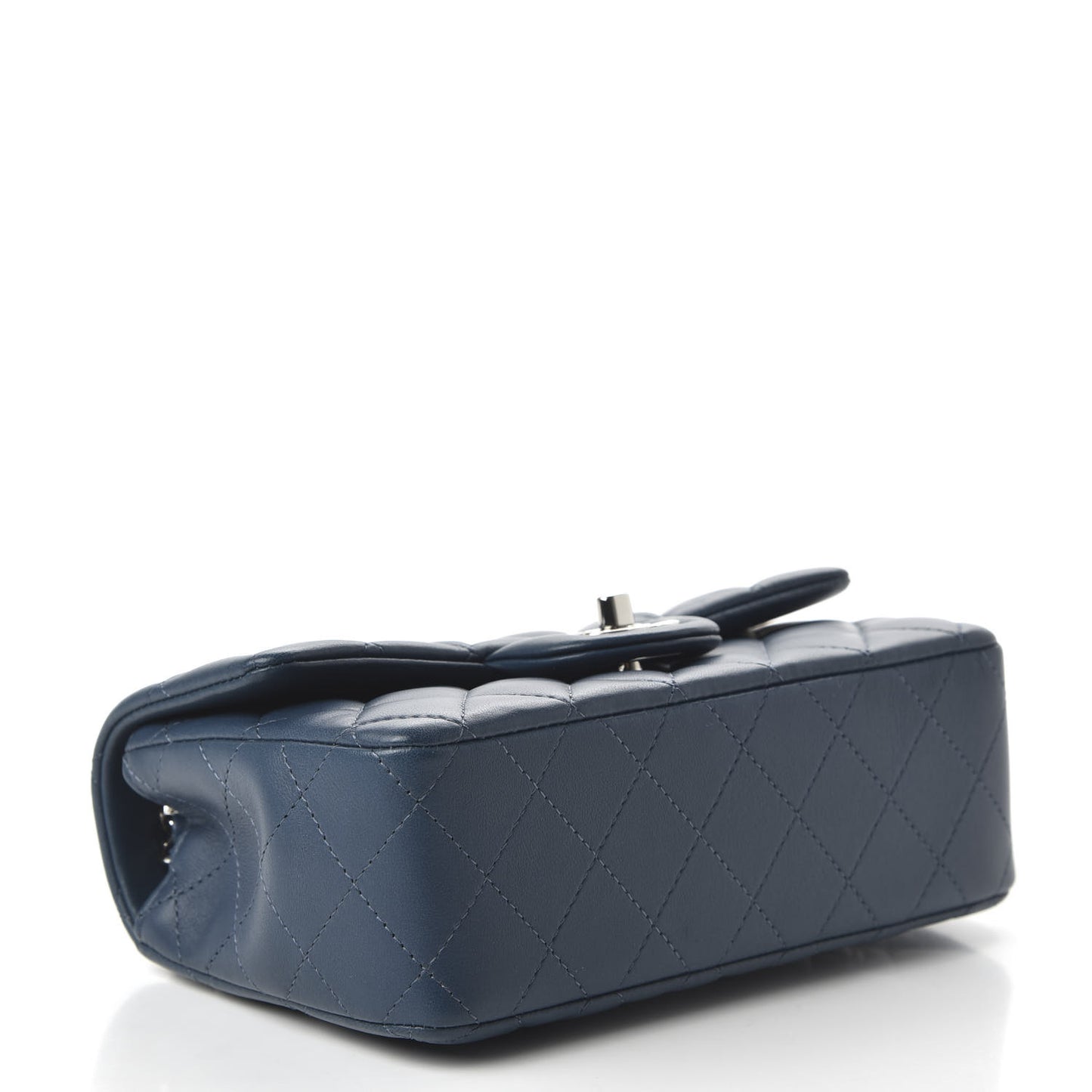 Lambskin Quilted Mini Rectangular Flap Dark Blue