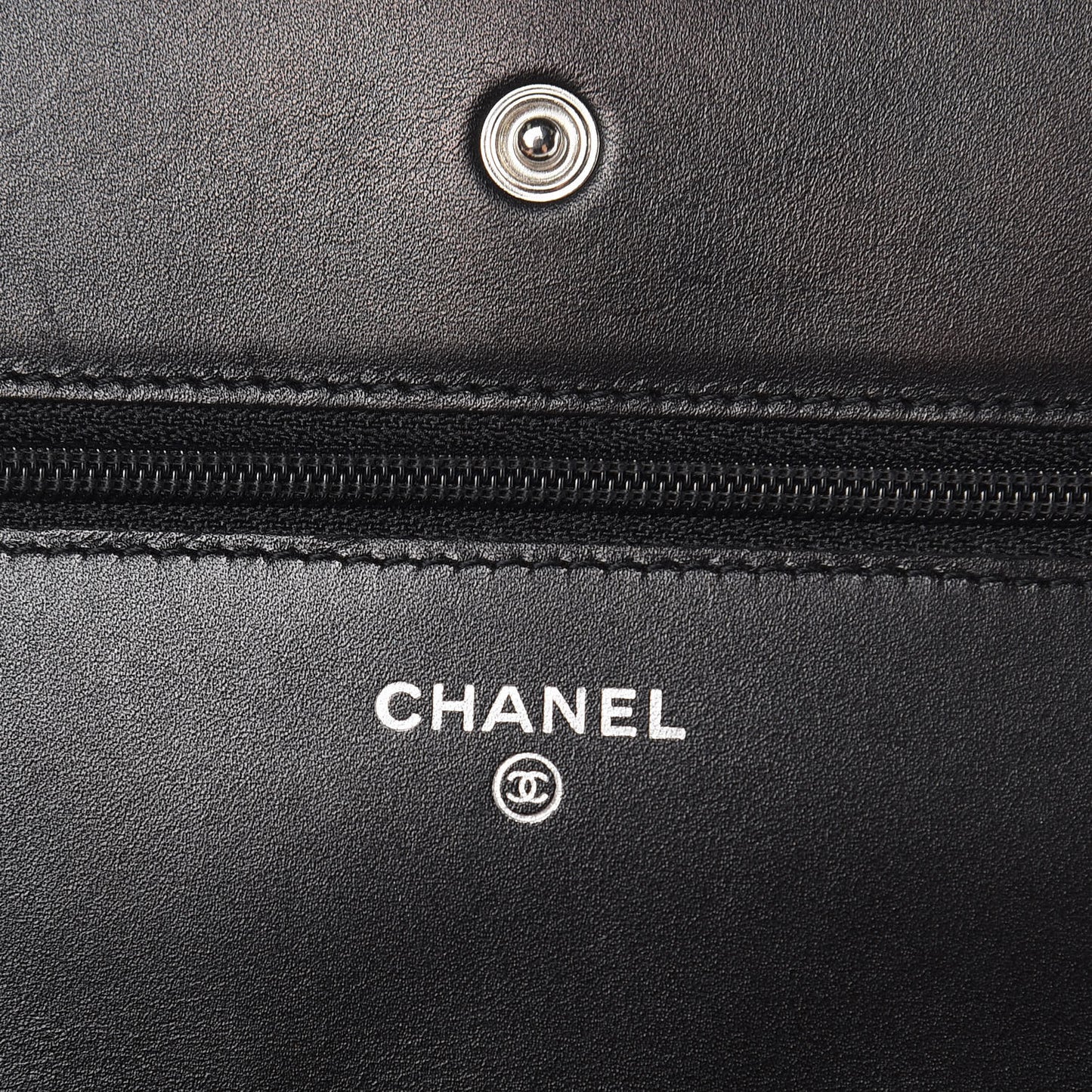Calfskin Quilted Cambon Wallet On Chain WOC Black