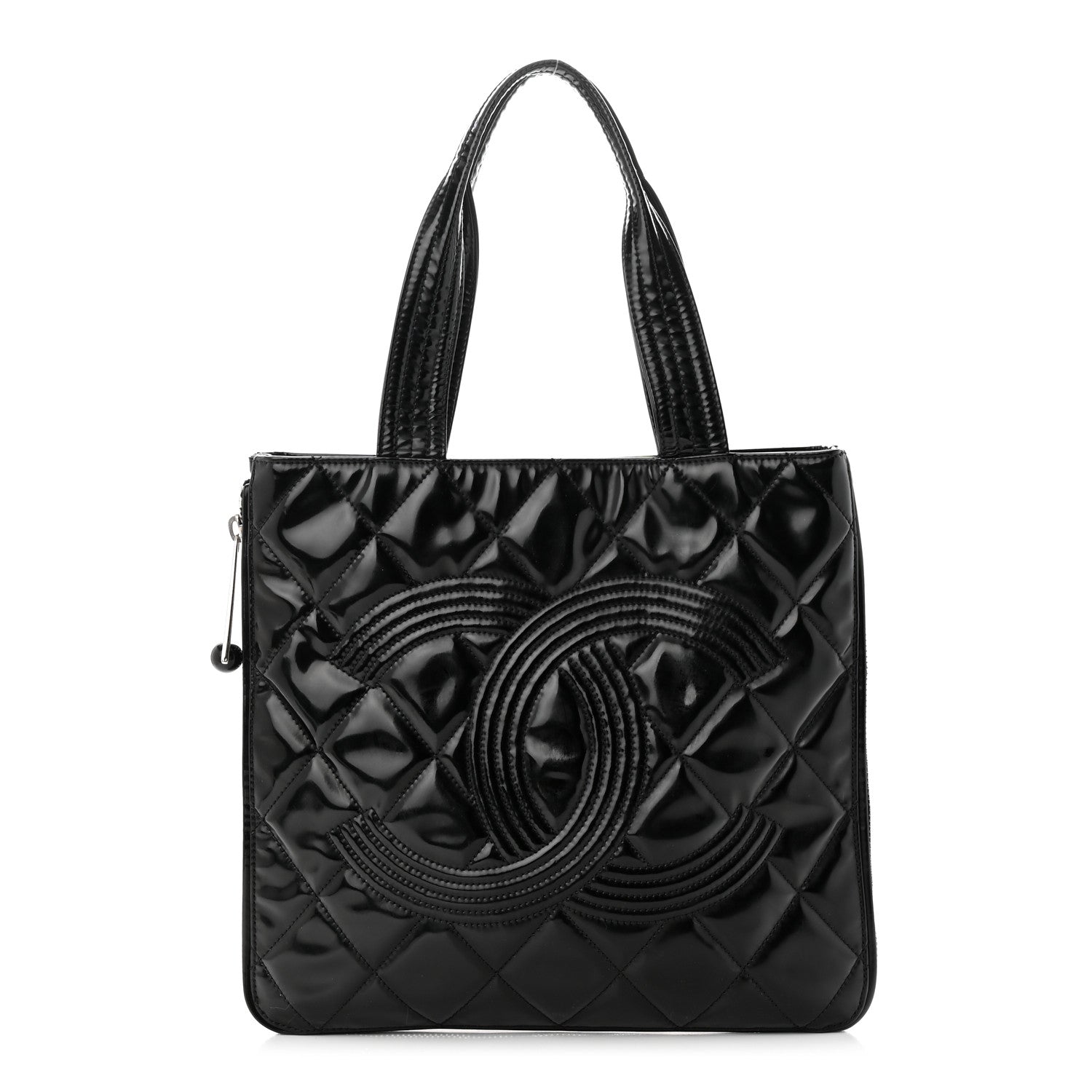 Chanel Patent Quilted Expandable CC Shoping Tote Black 1 of 13