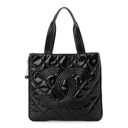 Chanel Patent Quilted Expandable CC Shoping Tote Black 1 of 13