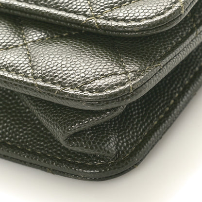 Chanel Caviar Quilted Coco First Phone Holder With Chain Khaki 10 of 10