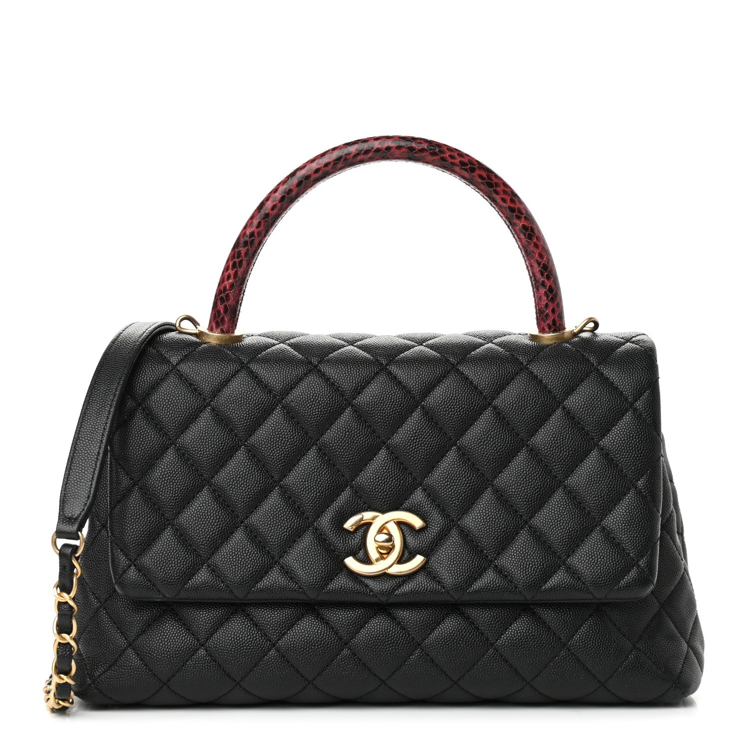 Chanel Caviar Elaphe Quilted Small Coco Handle Flap Black 1 of 9