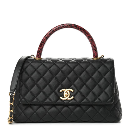 Chanel Caviar Elaphe Quilted Small Coco Handle Flap Black 1 of 9