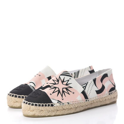 Chanel Fabric CC Espadrilles 38 Pink White Black 3 of 11
