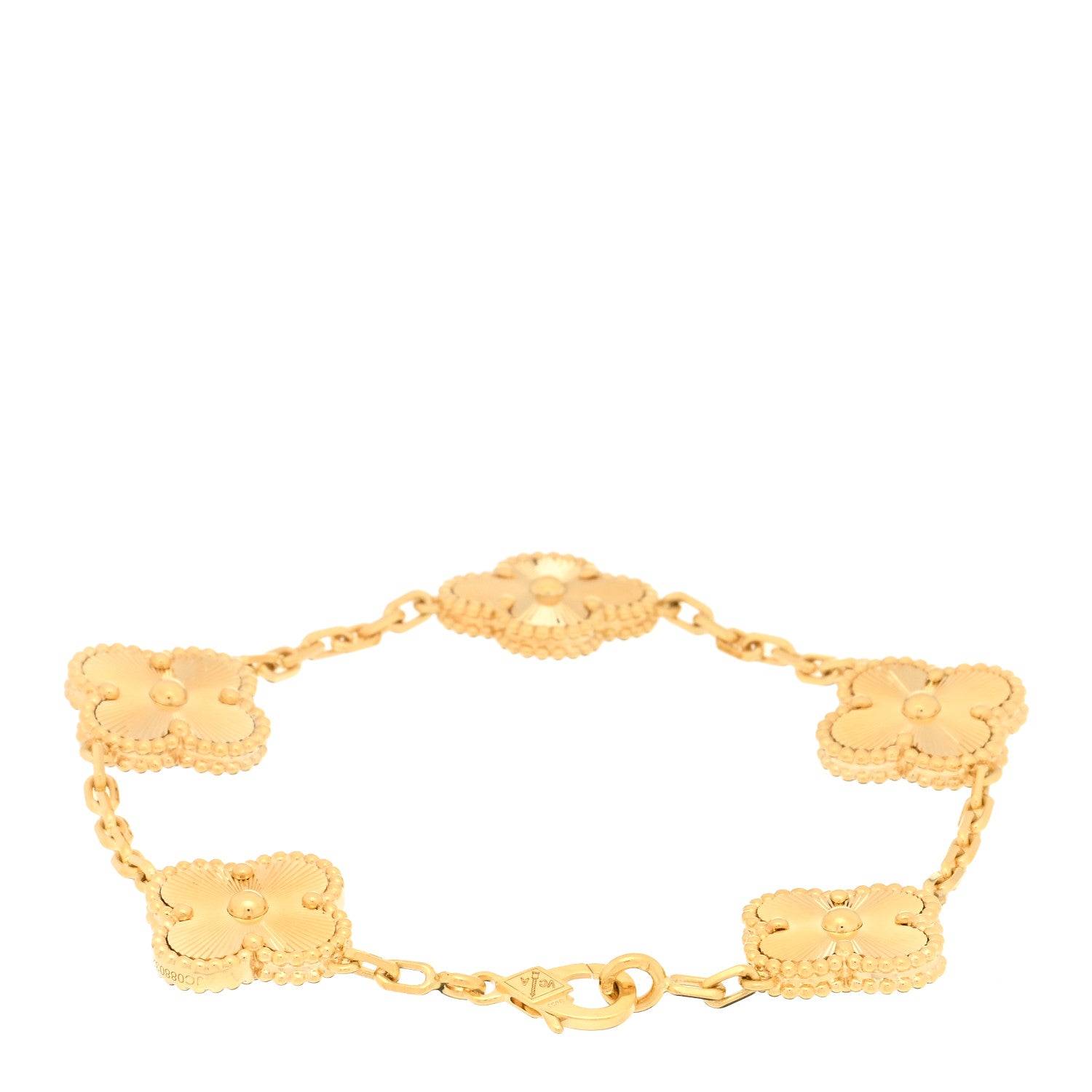 Van Cleef & Arpels 18K Yellow Gold 5 Motifs Guilloche Vintage Alhambra Bracelet 2 of 3