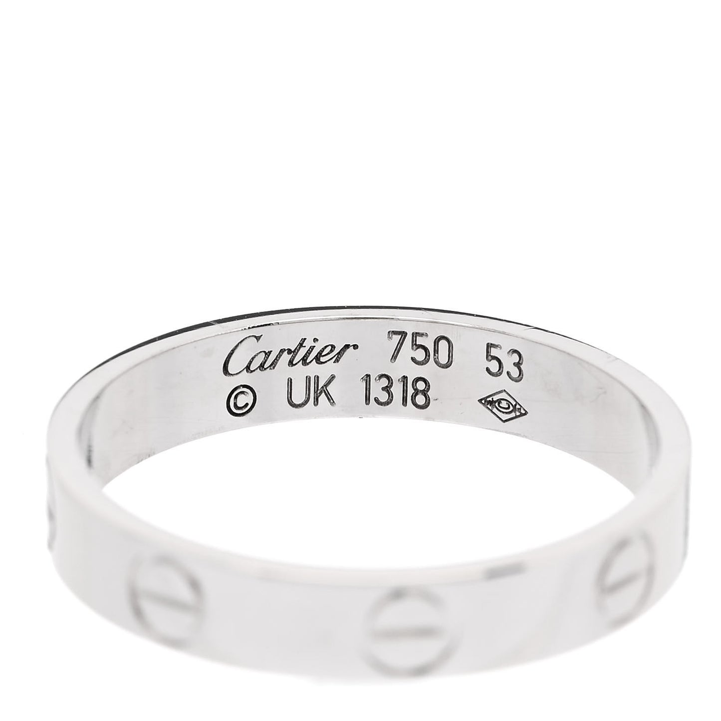18K White Gold 3.5mm LOVE Wedding Band Ring 53 6.5