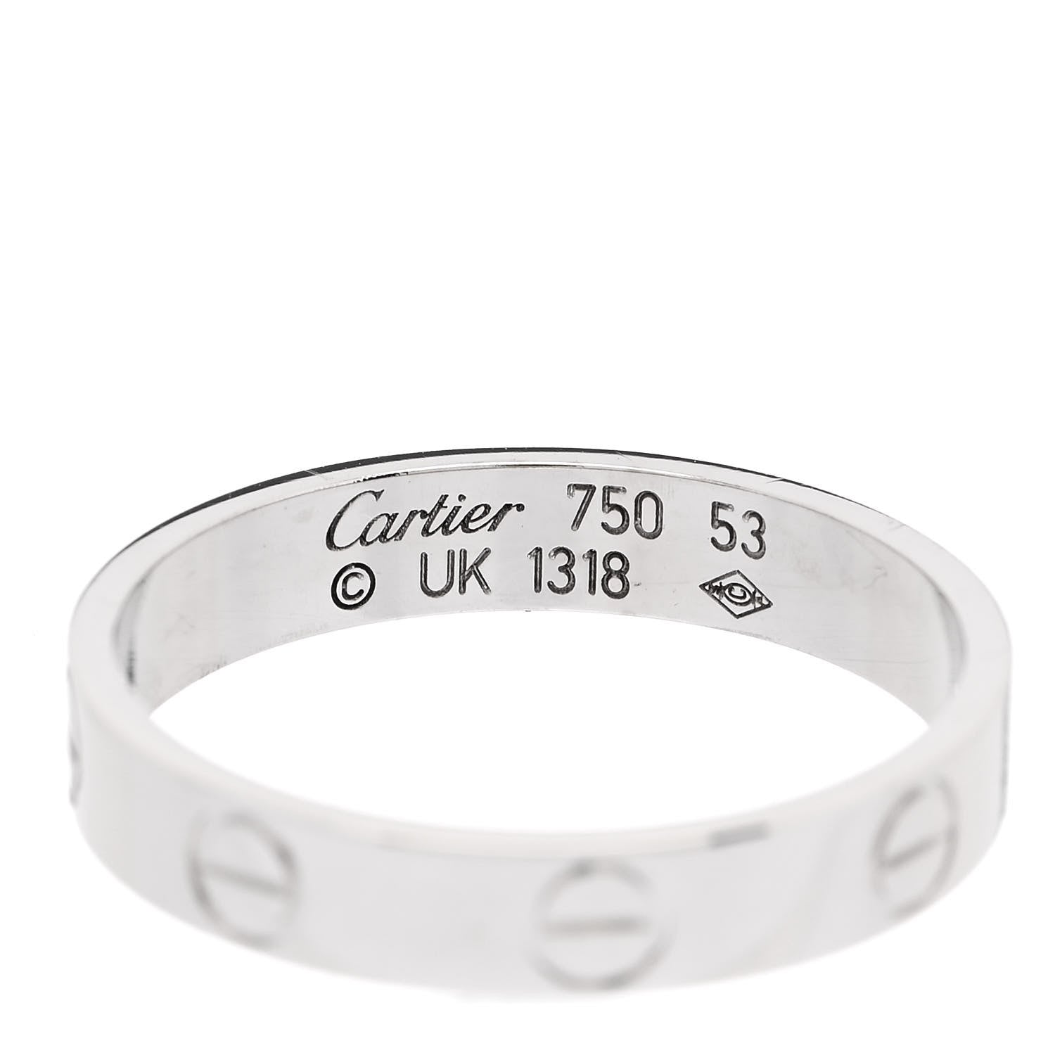 Cartier 18K White Gold 3.5mm LOVE Wedding Band Ring 53 6.5 4 of 5