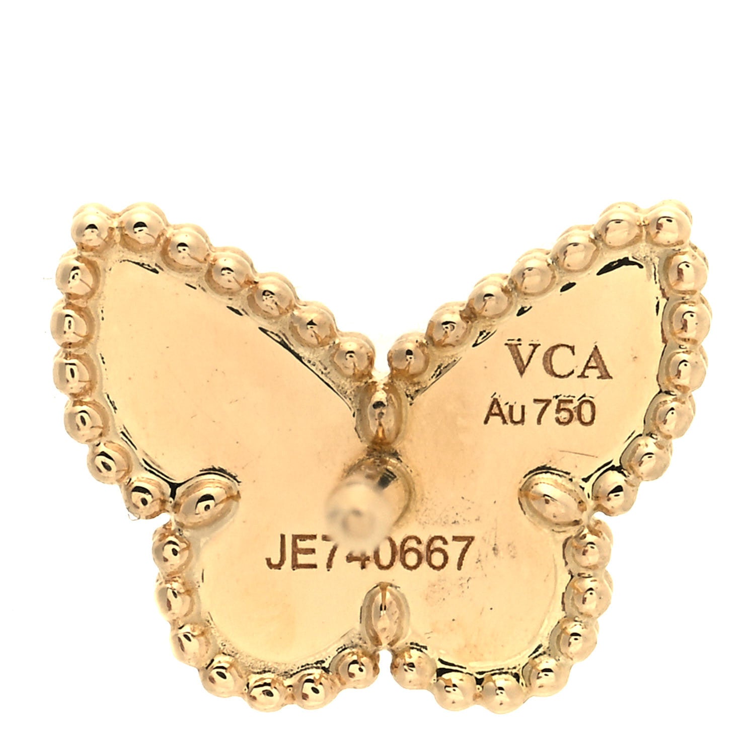 Van Cleef & Arpels 18K Yellow Gold Mother of Pearl Sweet Alhambra Butterfly Earrings 4 of 4