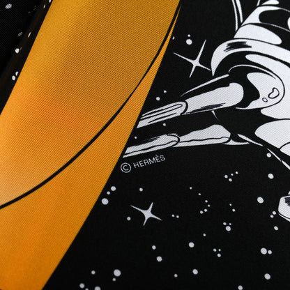 Hermes Silk Space Derby Scarf 90 Black White Gold 3 of 6