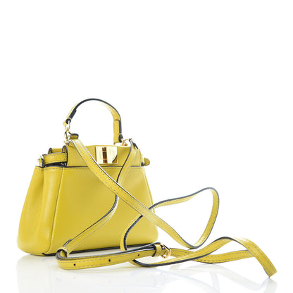 Fendi Shiny Nappa Micro Peekaboo Iconic Satchel Lime 3 of 11