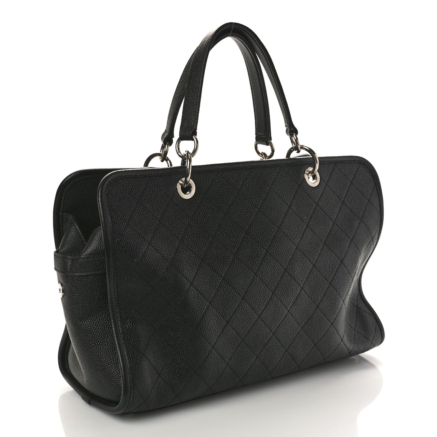 Caviar Stitched Shopping Tote Black