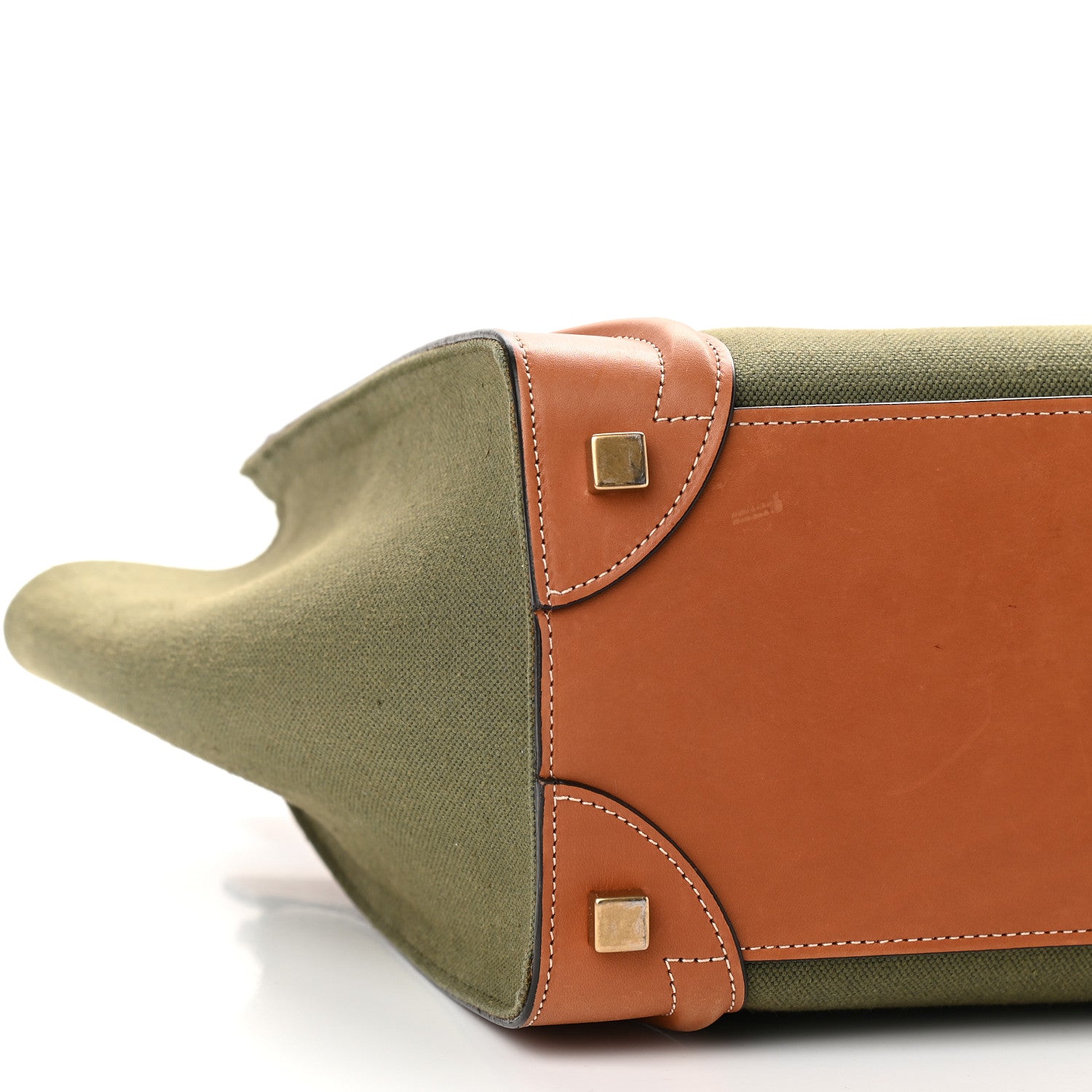 Celine Textile Smooth Calfskin Micro Luggage Multicolor Khaki Tan 9 of 10
