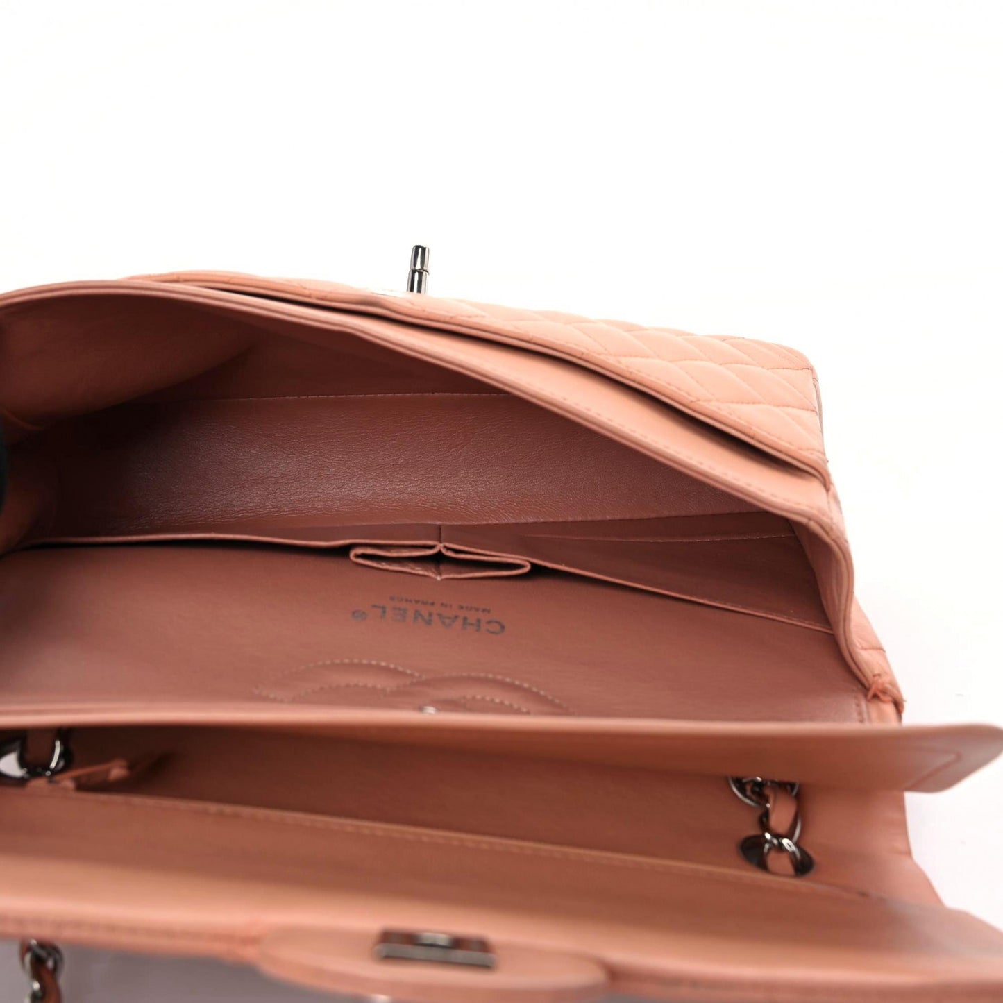 Lambskin Quilted Medium Double Flap Light Pink