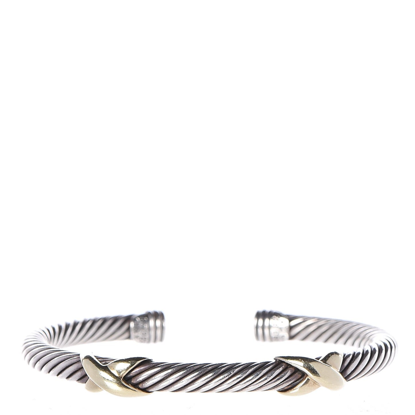 Sterling Silver 14K Yellow Gold 5mm Double X Cable Bracelet