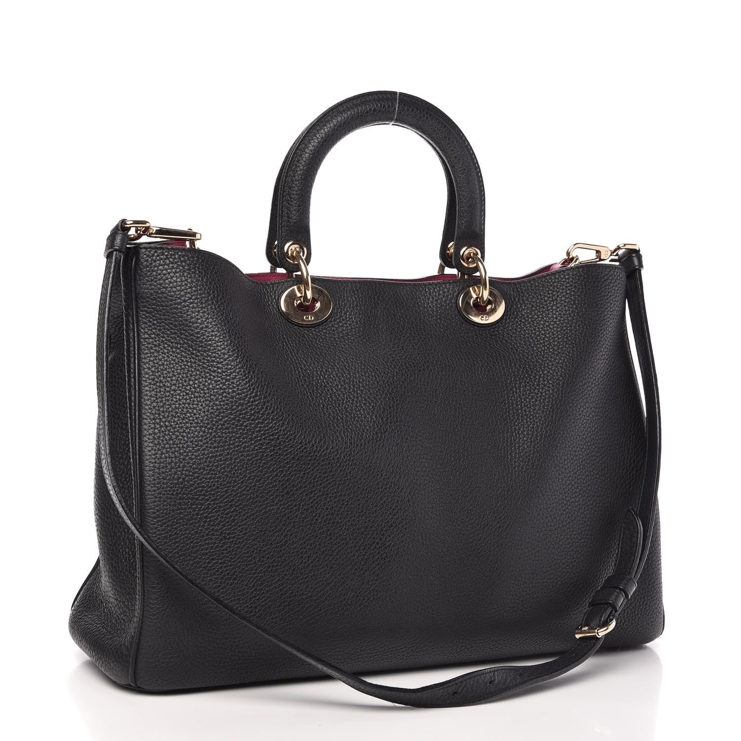 Christian Dior Bullcalf Medium Diorissimo Tote Black Rose Indien 3 of 11