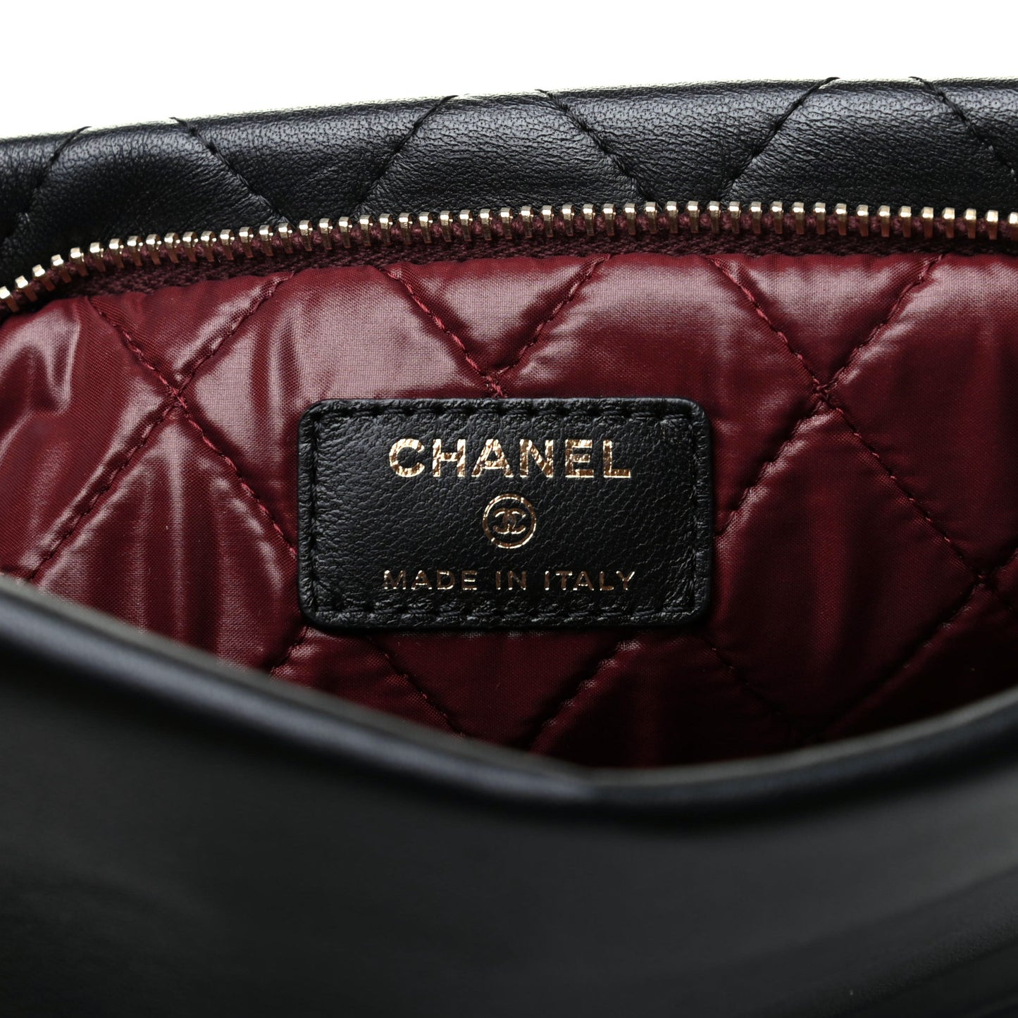 Lambskin Quilted CC Beauty Clutch Black