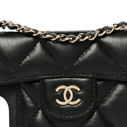 Chanel Lambskin Quilted Pearl Crush iPhone XII Pro Holder With Chain Black 8 of 11