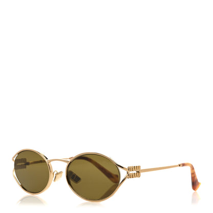 Miu Miu Metal Oval Sunglasses SMU52Y Black Gold 1 of 8