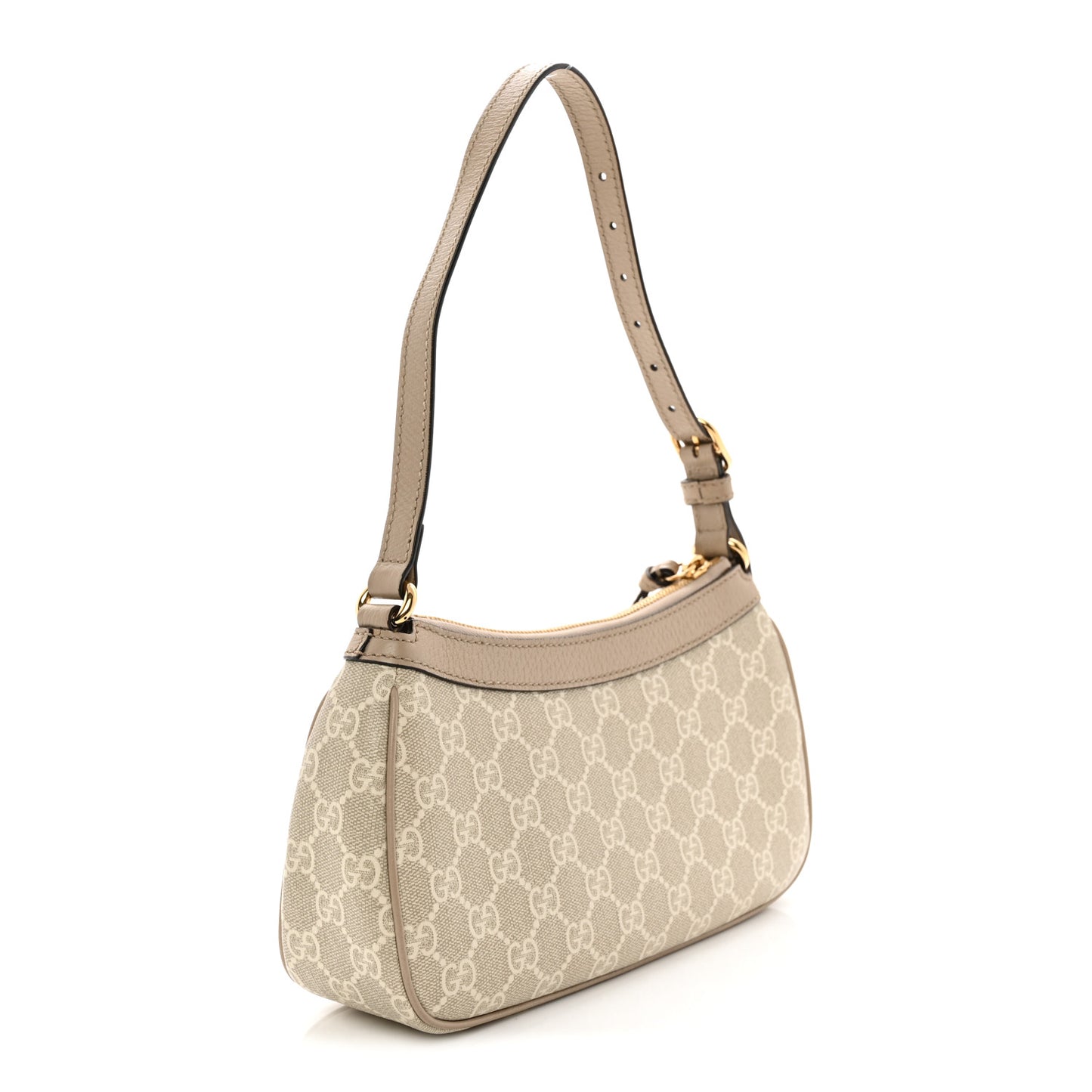 GG Supreme Monogram Textured Dollar Calfskin Small Ophidia Hobo Beige Mystic White Oatmeal