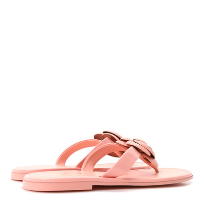 Chanel Patent Calfskin Camellia Thong Sandals 37.5 White 38 Light Pink 5 of 8