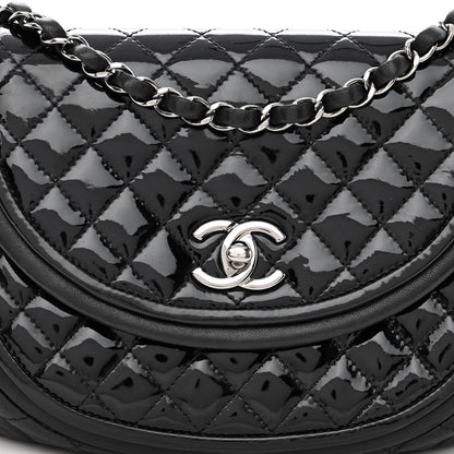 Chanel Lambskin Patent Classic Twist Crescent Flap Bag Black 7 of 10