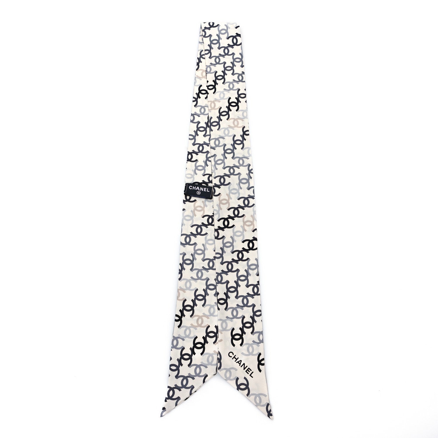 Chanel Silk CC Slim Bandeau Scarf Ecru Multicolor 2 of 3
