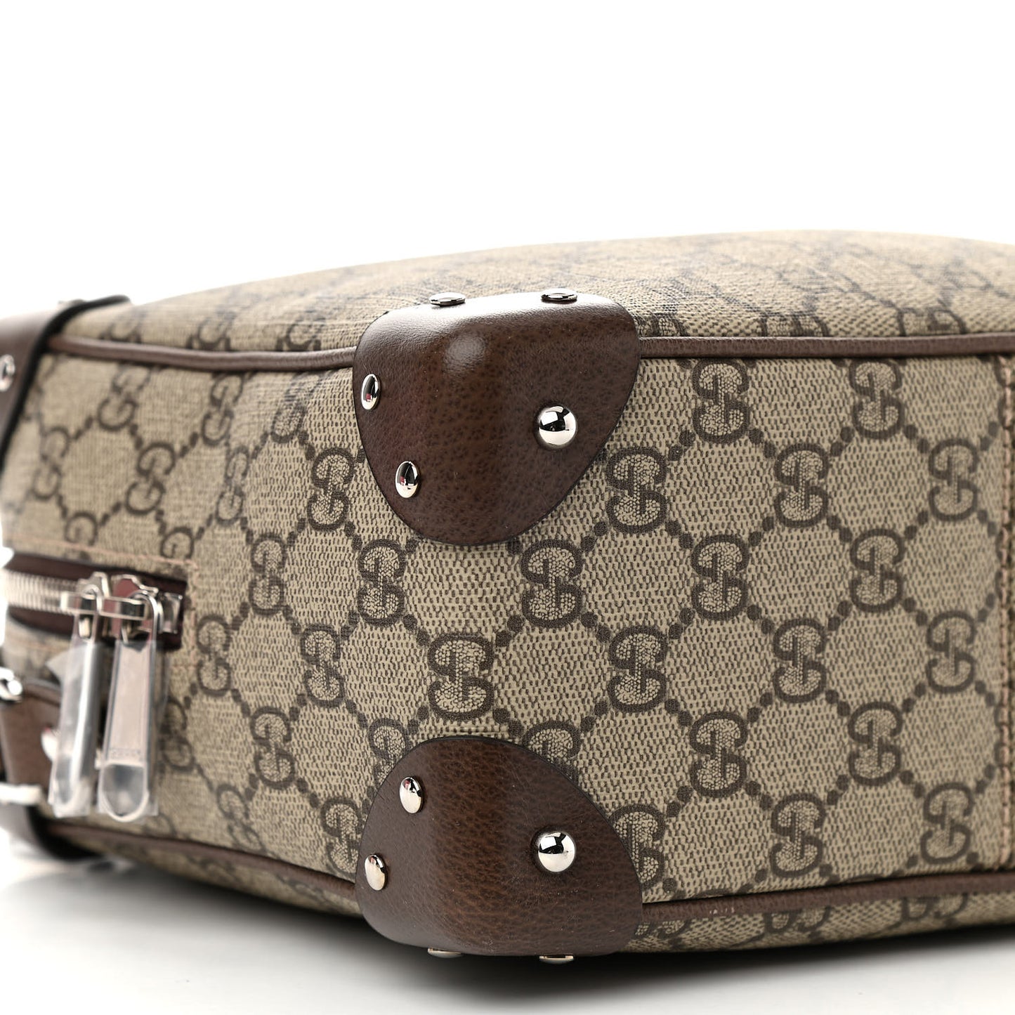 GG Supreme Monogram Textured Calfskin Square Messenger Bag Beige Ebony New Acero